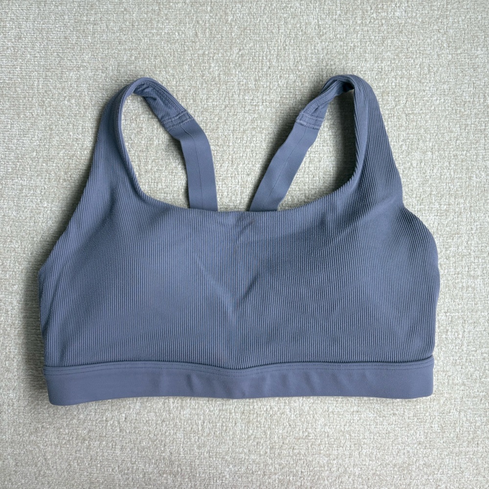 Purple/Gray Athleta Ribbed Sports Bra